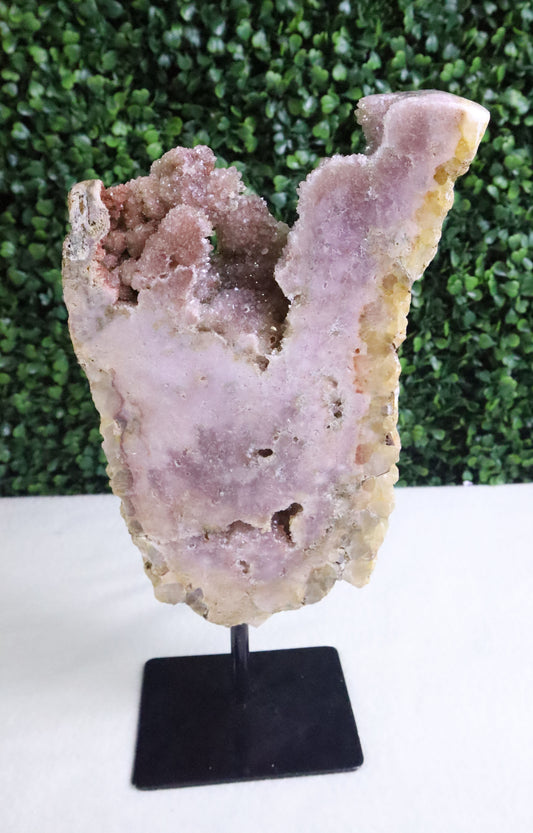 Pink Amethyst Slice on a Stand