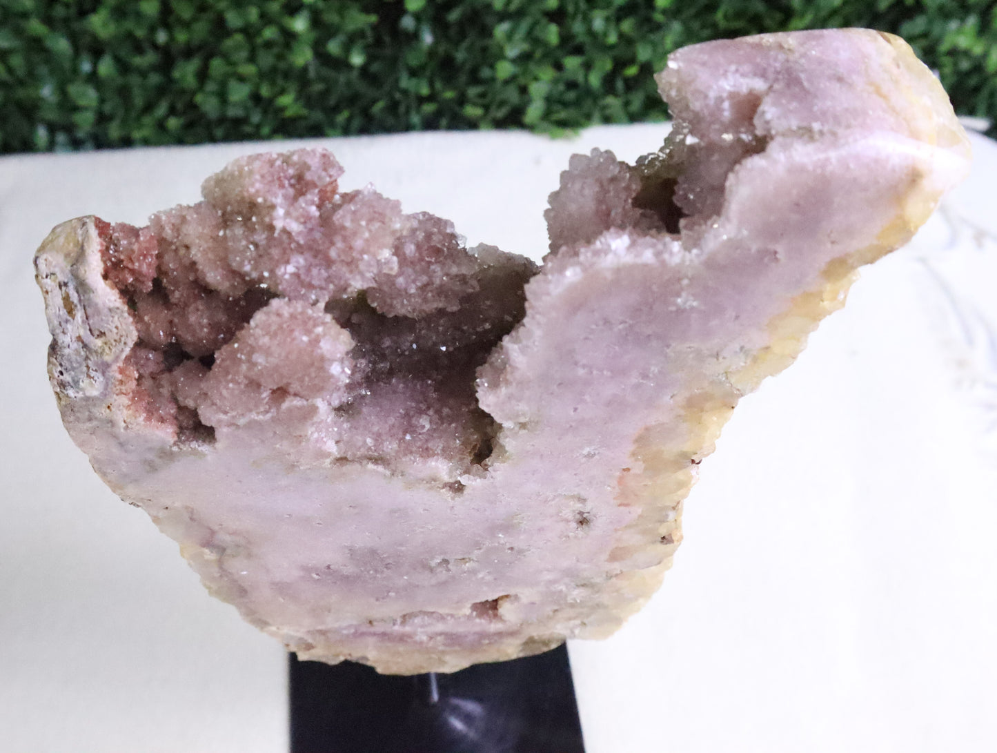 Pink Amethyst Slice on a Stand